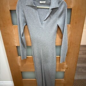 Babaton Gray Ribbed Knit Dress